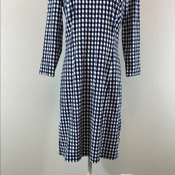 J McLaughlin Catalina Elegant Blue and White Checkered Dress small - Picture 5 of 9